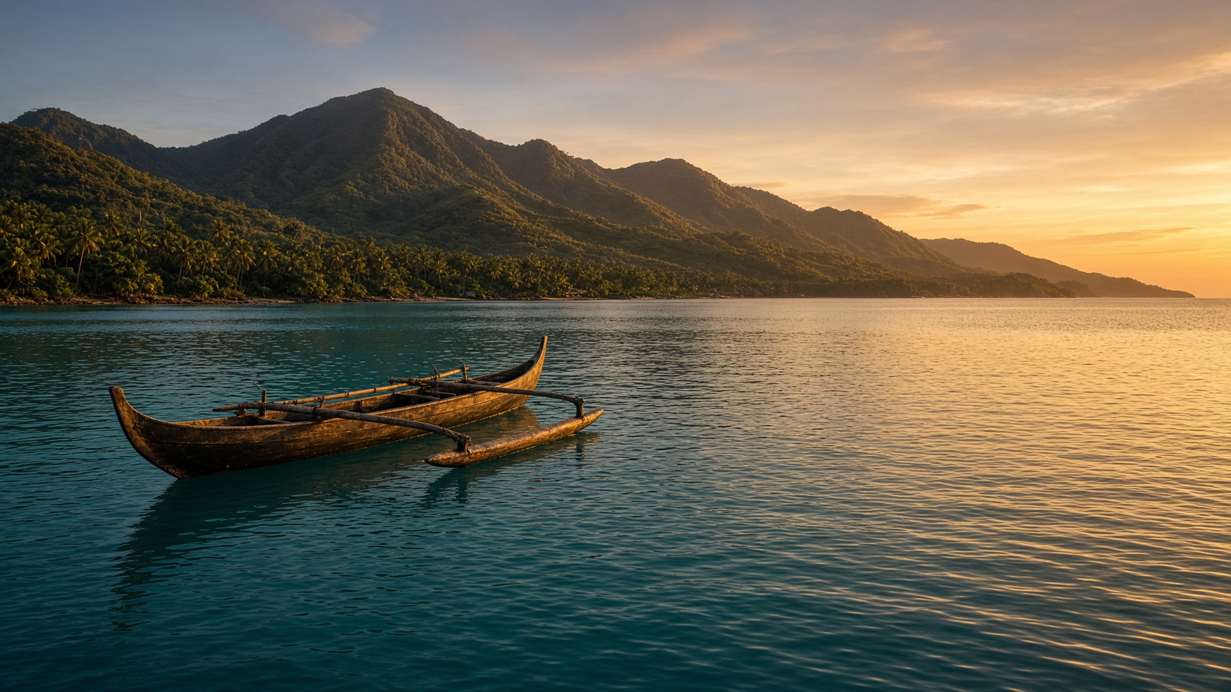 Traditional canoe on the New Ireland coast